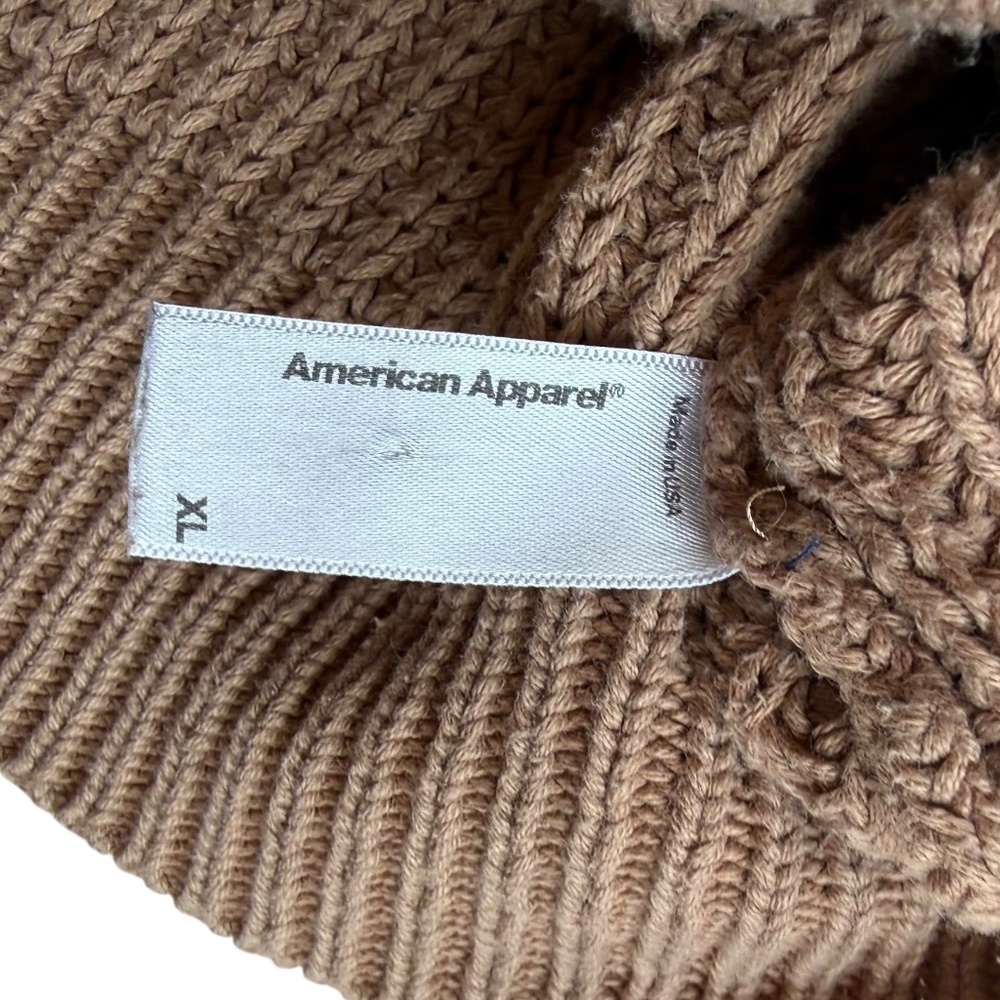 American Apparel 100% Combed Cotton Chunky Tan Sweater Sz XL - Picture 5 of 6